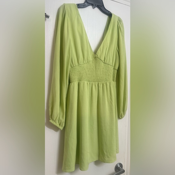 NEW Copper Key Smocked Waist Long Sleeve Green Dress Size L - Picture 11 of 14